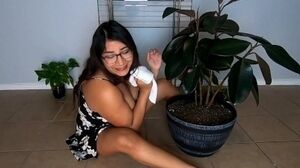 'youtuber teases and cleans her rubber tree slowly mommydom'