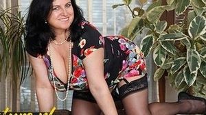 Mature Housewife With Enormous Inborn Titties Frolicking Around With Her Fur Covered Vagina