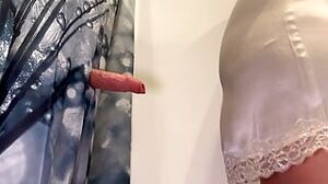 lady in satin dress doing a glory hole fuck - projectsexdiary