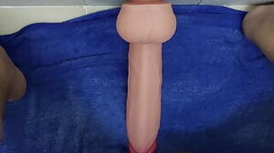 Anal sex with huge dildo.