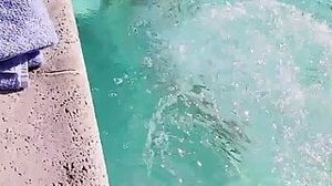 Cute Public MILF Slut Skinny Dipping in the Hotel Pool, Teasing, and Pussy Rubbing! xLilyFlowersx