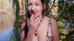 'INHALE 50 smoking fetish and risky public nudity by Gypsy Dolores, Angrignon Park, Montreal'
