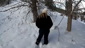 We went for a cold hike in a Public Park. I warmed him with a hot Blowjob then warmed myself by swallowing his hot Cum!