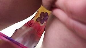 Full video. Stepmom Controls my Cock and Gets Cum in Panties. Close-up pussy pissing.