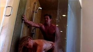 Blonde cougar with bouncy breasts sucks dick in the bathtub before fucking in bed