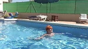 Auntjudys - Busty Mature Redhead Melanie Goes for a Swim