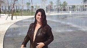 Public Walk of Hot Student ExpressiaGirl! Flashing Big Tits and Hairy Pussy!