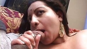 Plump Indian honey with nice boobs sucks and fucks two dicks